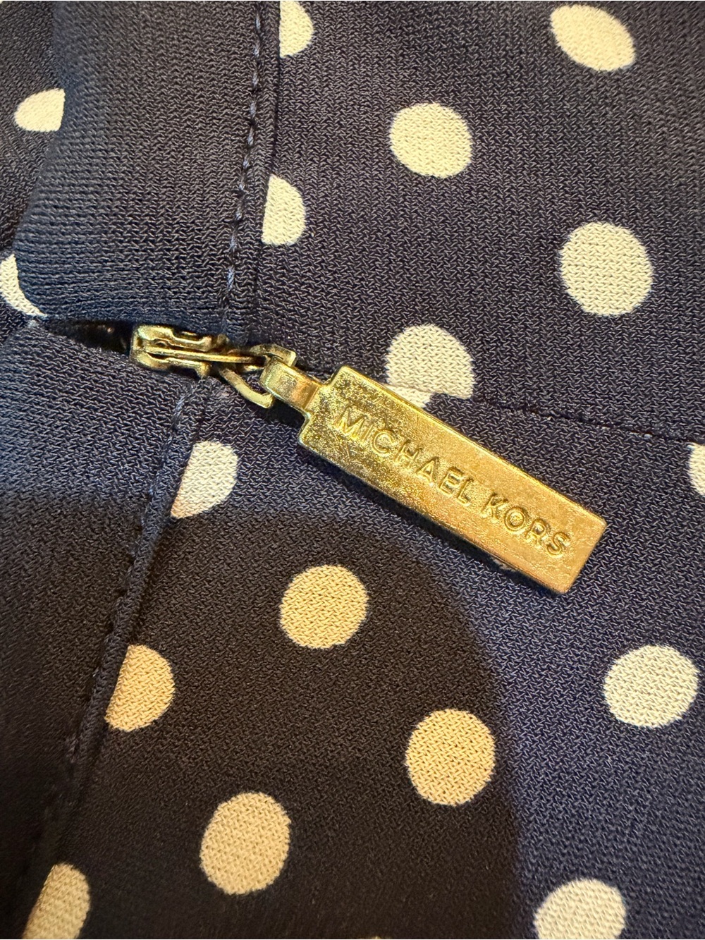 MICHAEL Michael Kors Navy and White Polka Dot Fit-and-Flare Dress Womenβs XS - Picture 6 of 10